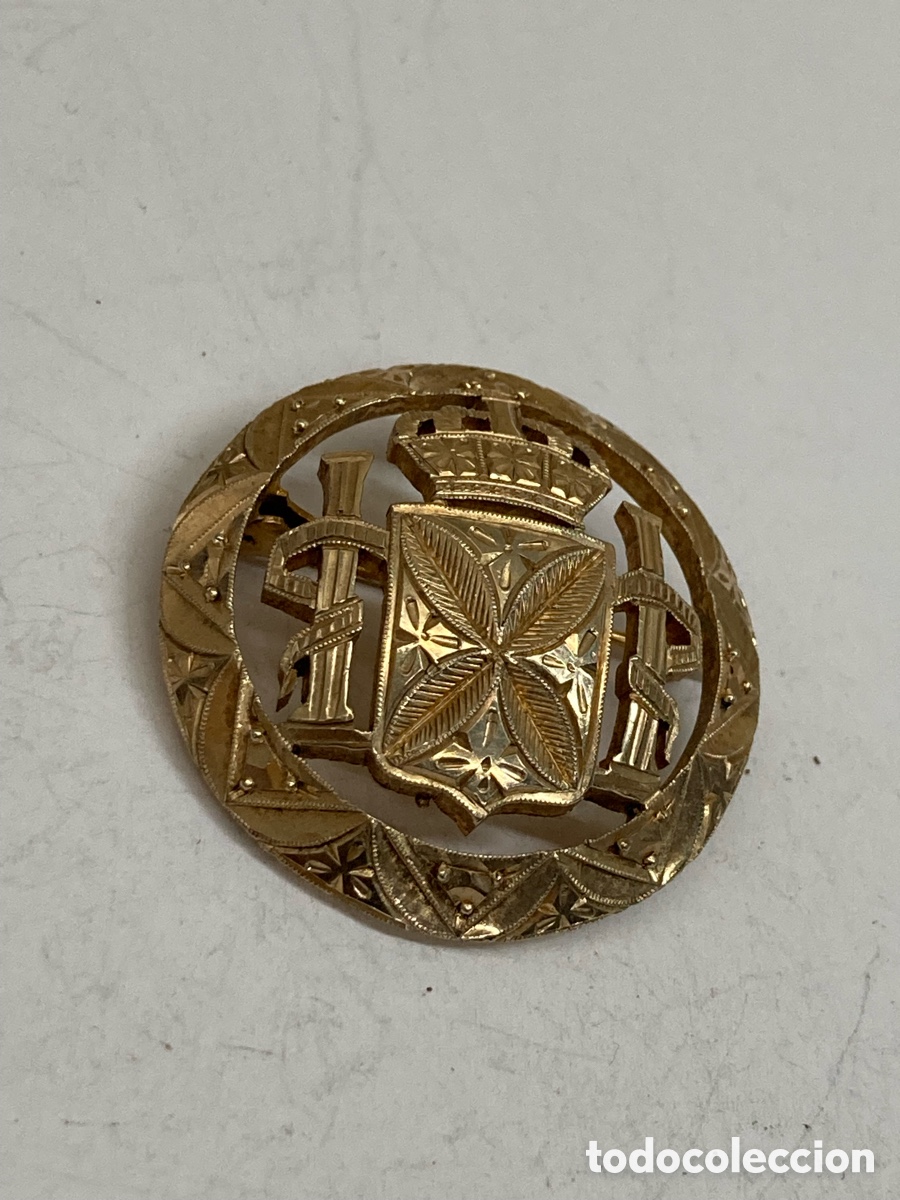 Joyeria: Broche de plata ba&ntilde;ado oro moneda calada B40 - Foto 1
