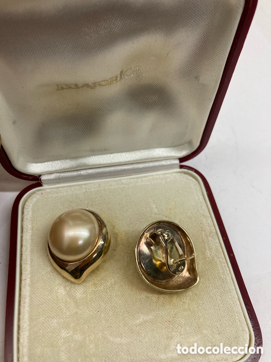 Joyeria: Pendientes de plata y perlas Majorica chapado oro - Foto 2