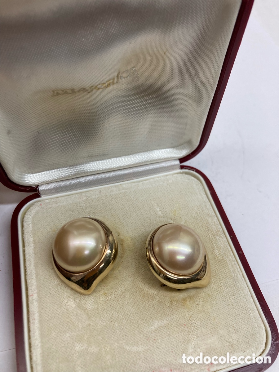 Joyeria: Pendientes de plata y perlas Majorica chapado oro - Foto 1