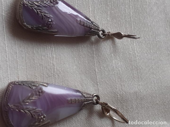 Joyeria: Pendientes plata ,agata lila. - Foto 2