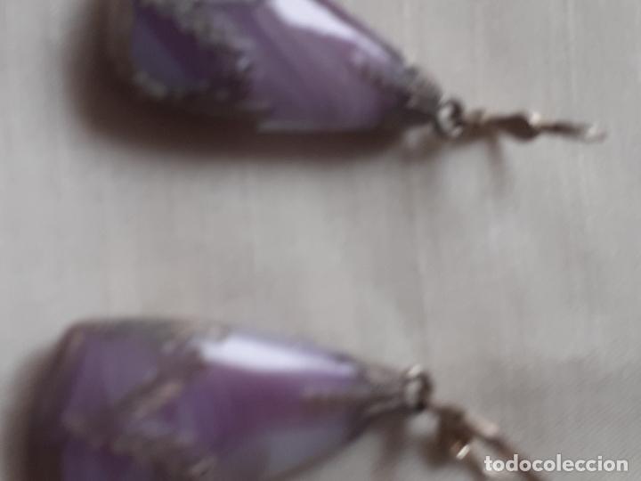 Joyeria: Pendientes plata ,agata lila. - Foto 3
