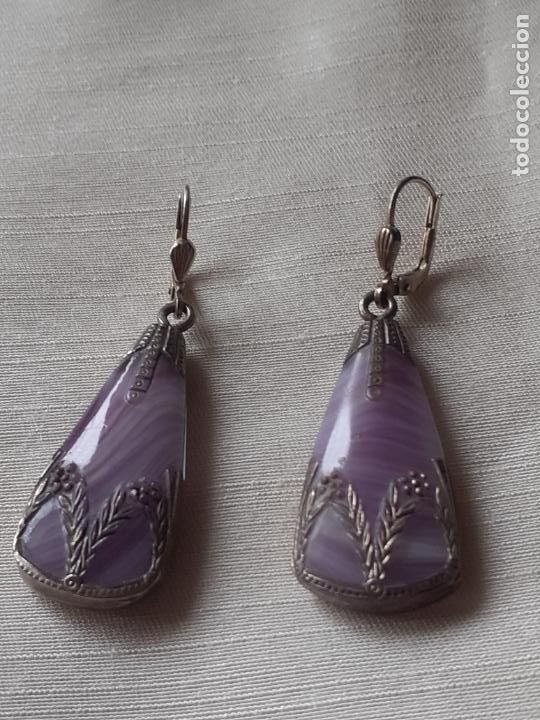 Joyeria: Pendientes plata ,agata lila. - Foto 4