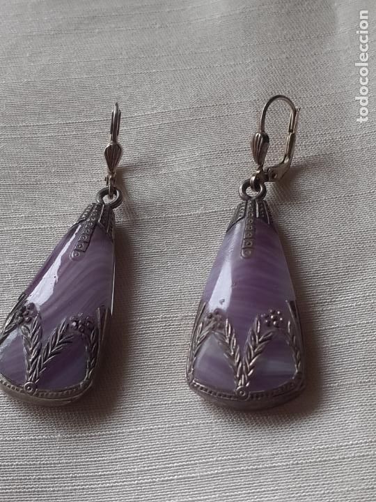 Joyeria: Pendientes plata ,agata lila. - Foto 5