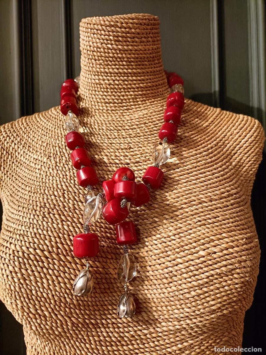 Joyeria: COLLAR - CINTUR&Oacute;N DE CORAL, CUARZO Y PLATA REPUJADA - Foto 3