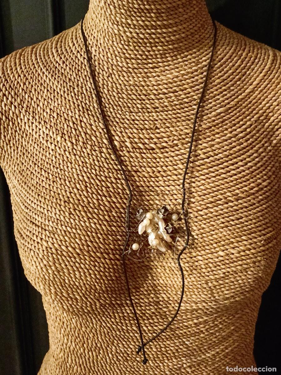 Joyeria: COLLAR PERLAS DE R&Iacute;O, PLATA Y CUERO - Foto 2