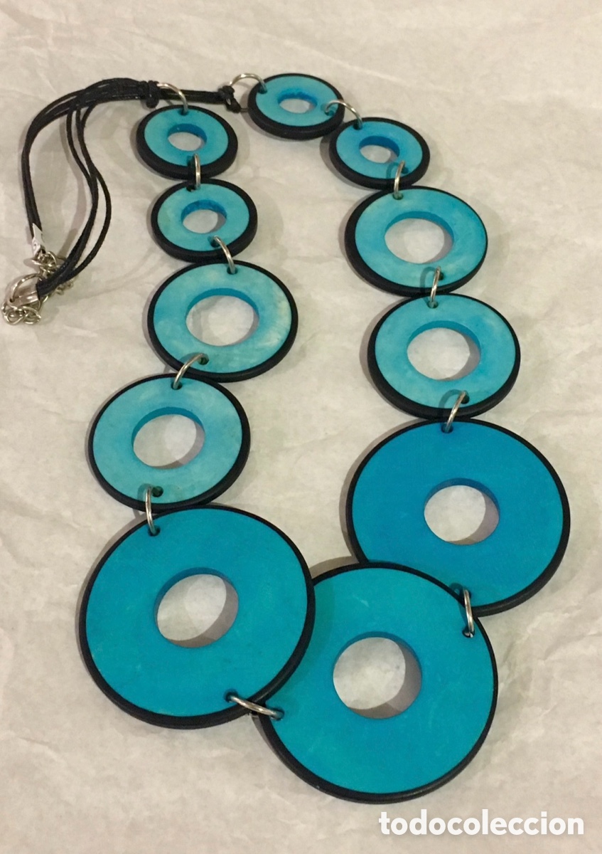 Joyeria: Collar azul. Acetato. A&ntilde;os 80. - Foto 1