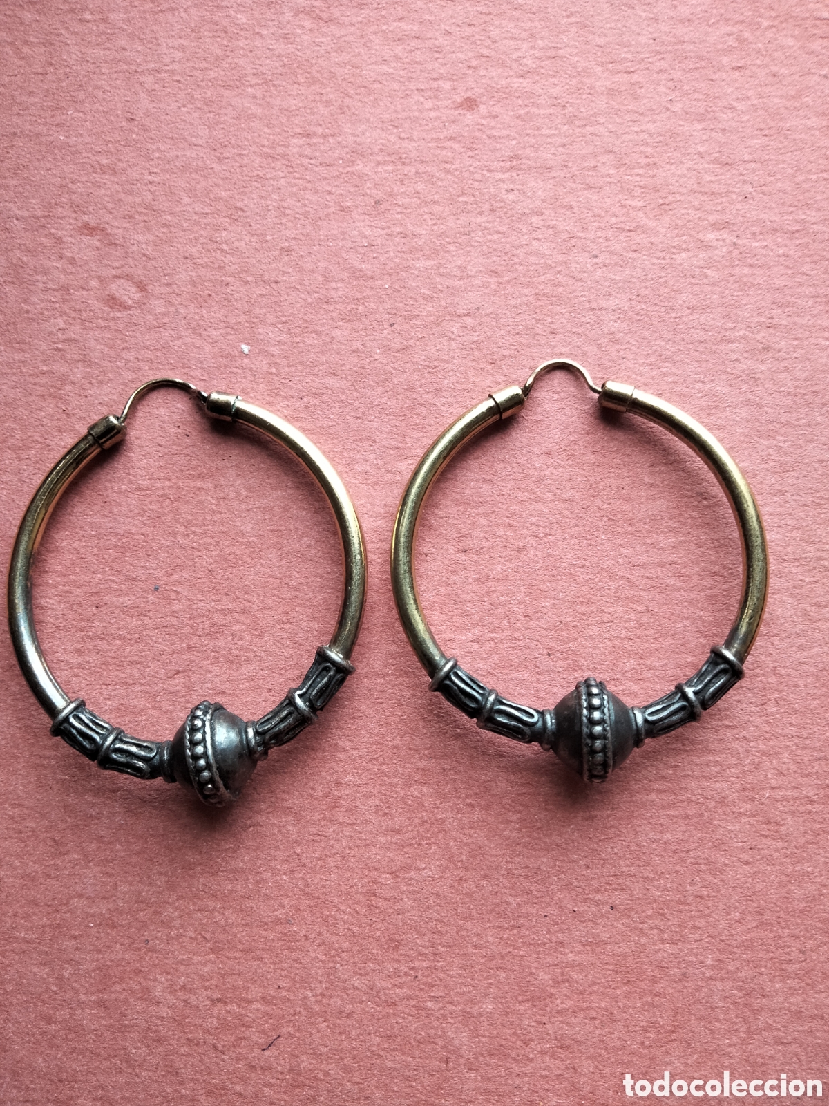 Joyeria: Pendientes de aro con estilo etnico en plata dorada circulares - Foto 4