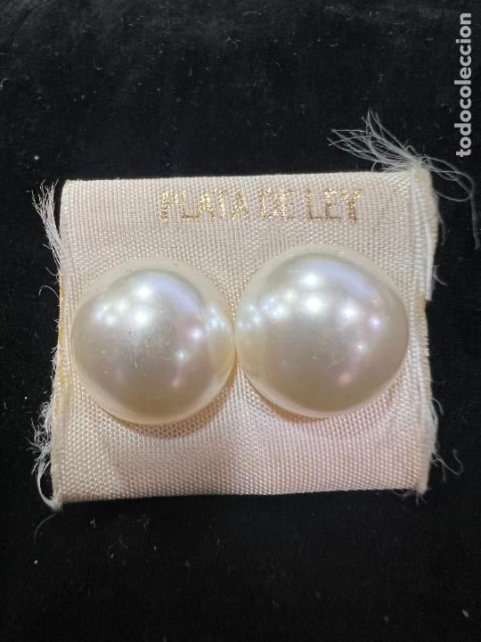 Gioielleria: PAREJA DE PENDIENTES IMITANDO PERLA Y PLATA - MEDIDA 1,5 CM