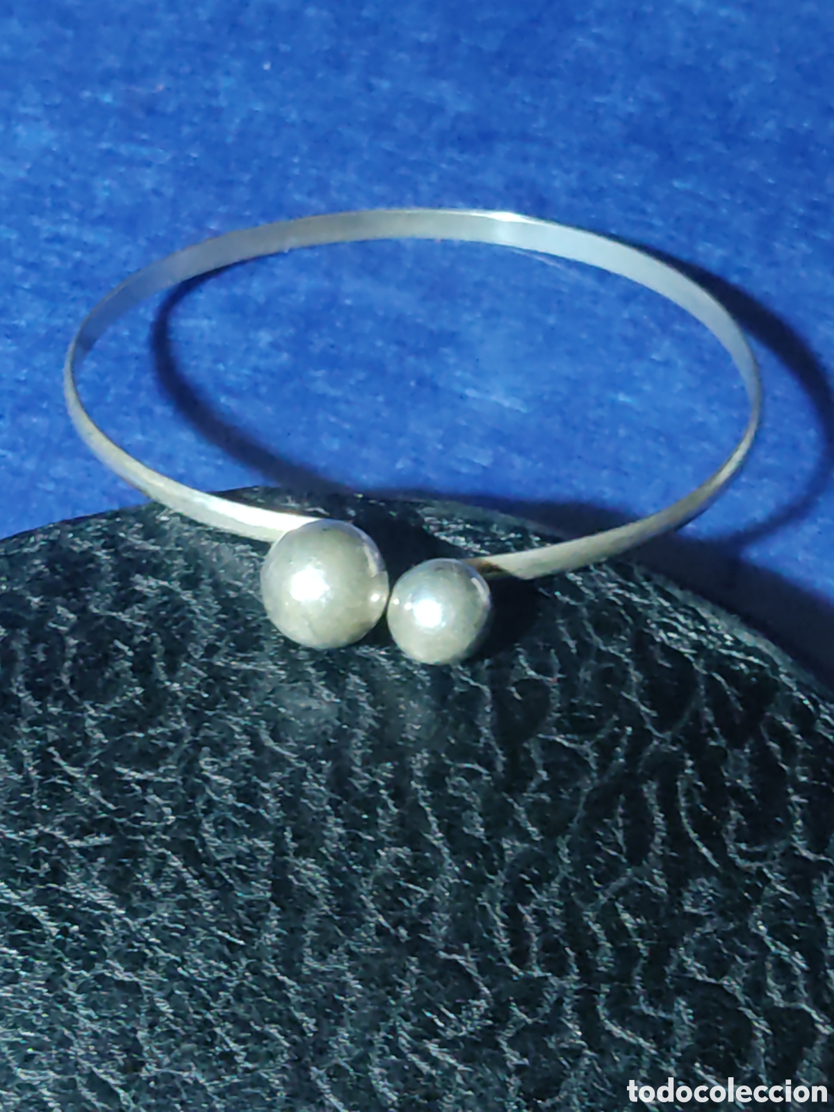 Joyeria: Pulsera de plata 925 abierta con bolas.Vintage. - Foto 2