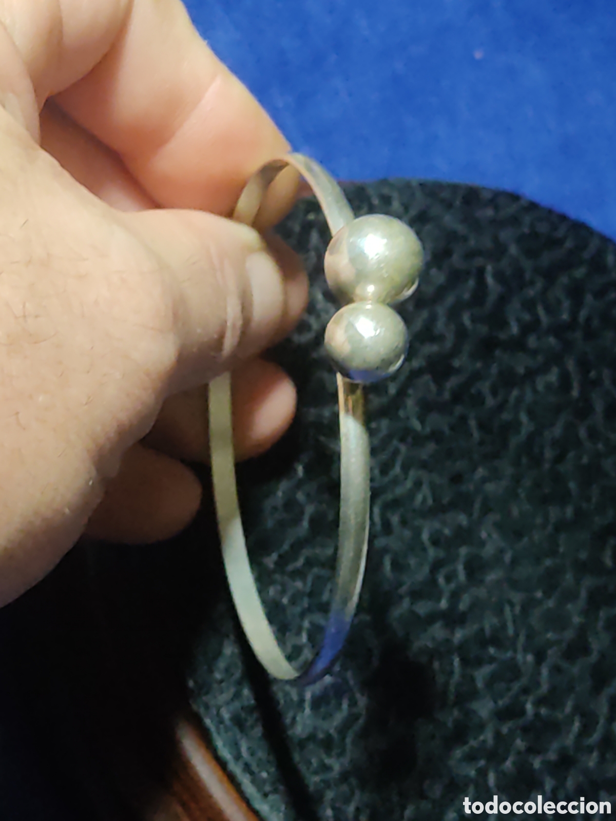 Joyeria: Pulsera de plata 925 abierta con bolas.Vintage. - Foto 5