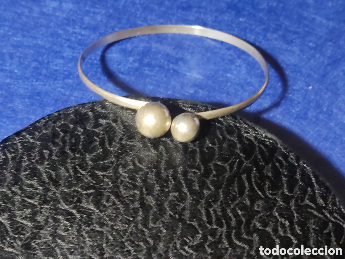 Joyeria: Pulsera de plata 925 abierta con bolas.Vintage. - Foto 1