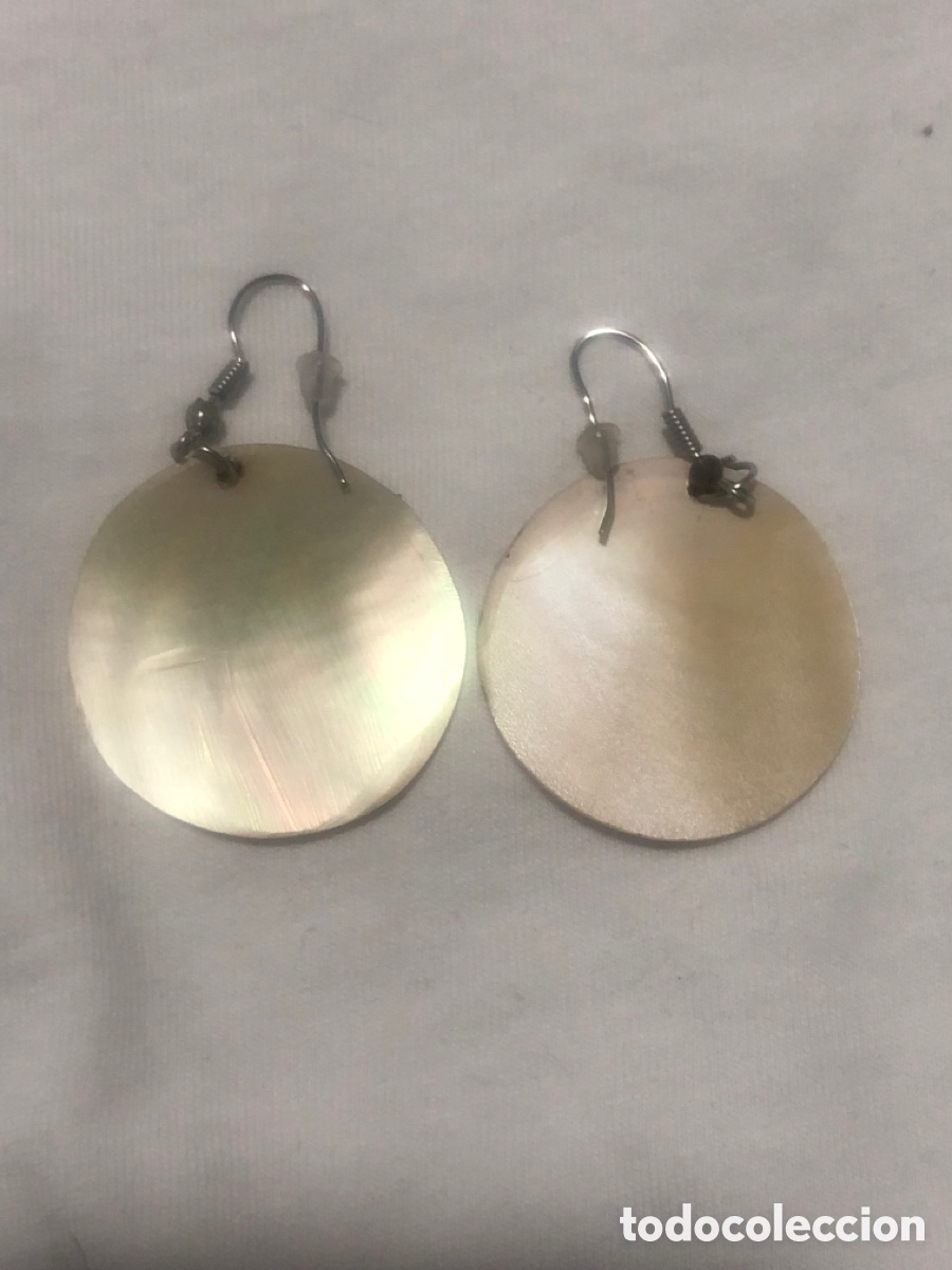 Joyeria: Pendienes antiguos de nacar (L9) - Foto 2