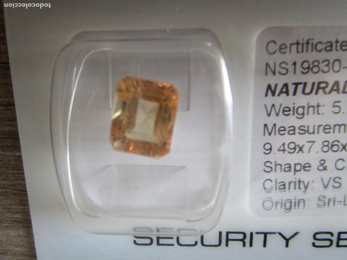 Joyeria: molto raro e importante zaffiro naturale padparadacha da ct. 5,75 su blister certificato