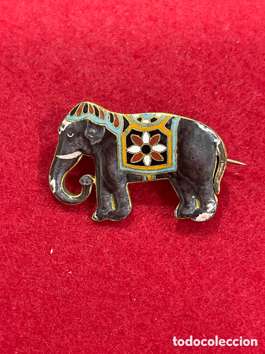 Joyeria: Broche esmaltado en forma de elefante. - Foto 1