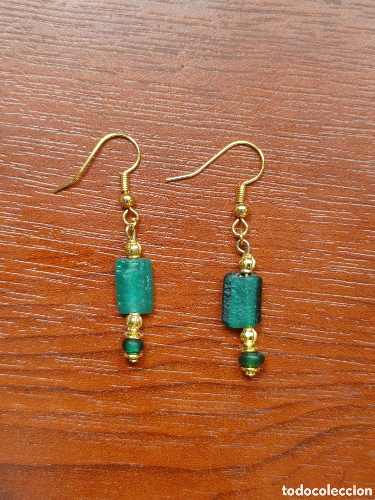 Joyeria: Pendientes con cuentas de vidrio romanas. - Foto 2