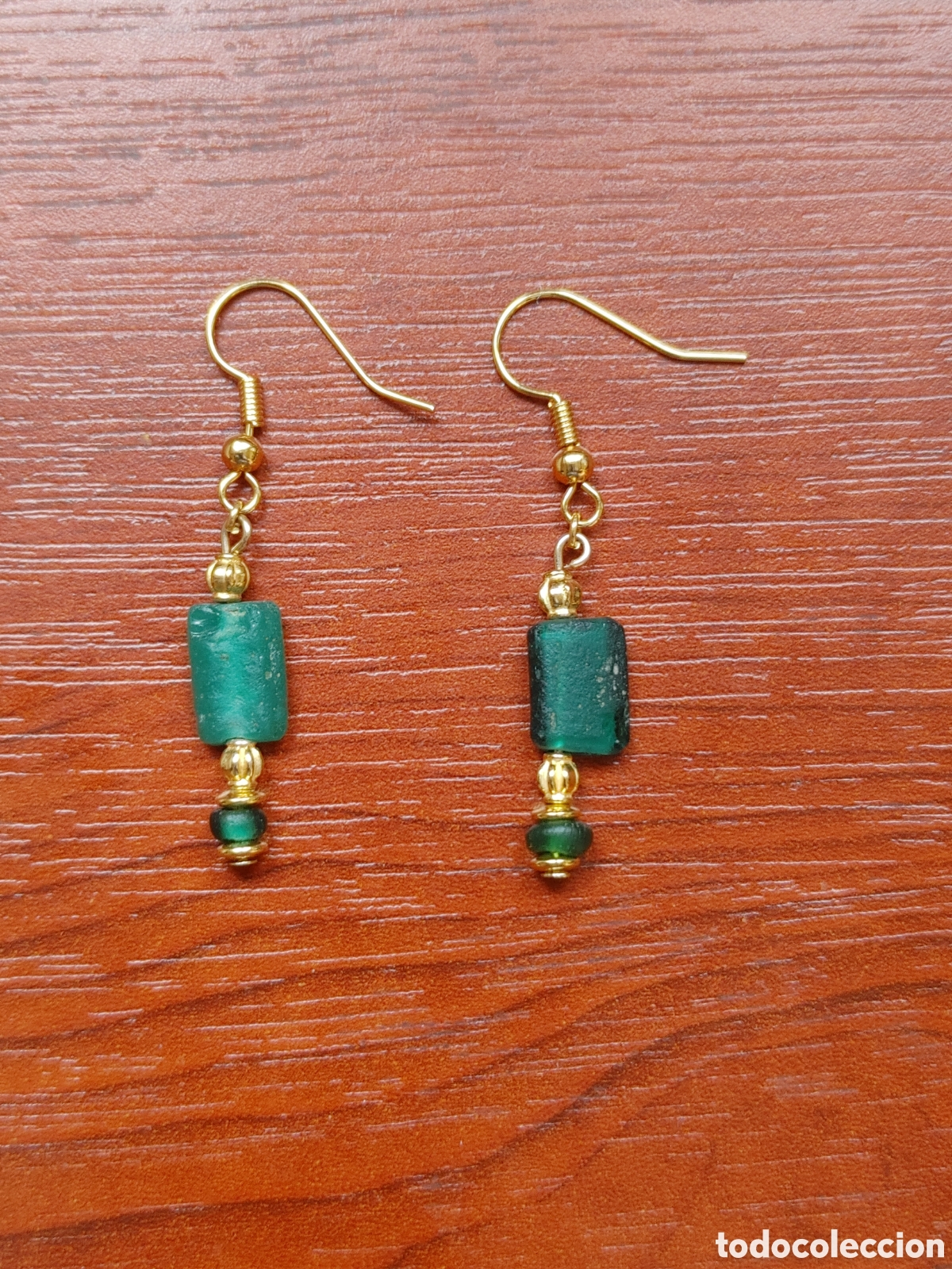 Joyeria: Pendientes con cuentas de vidrio romanas. - Foto 3