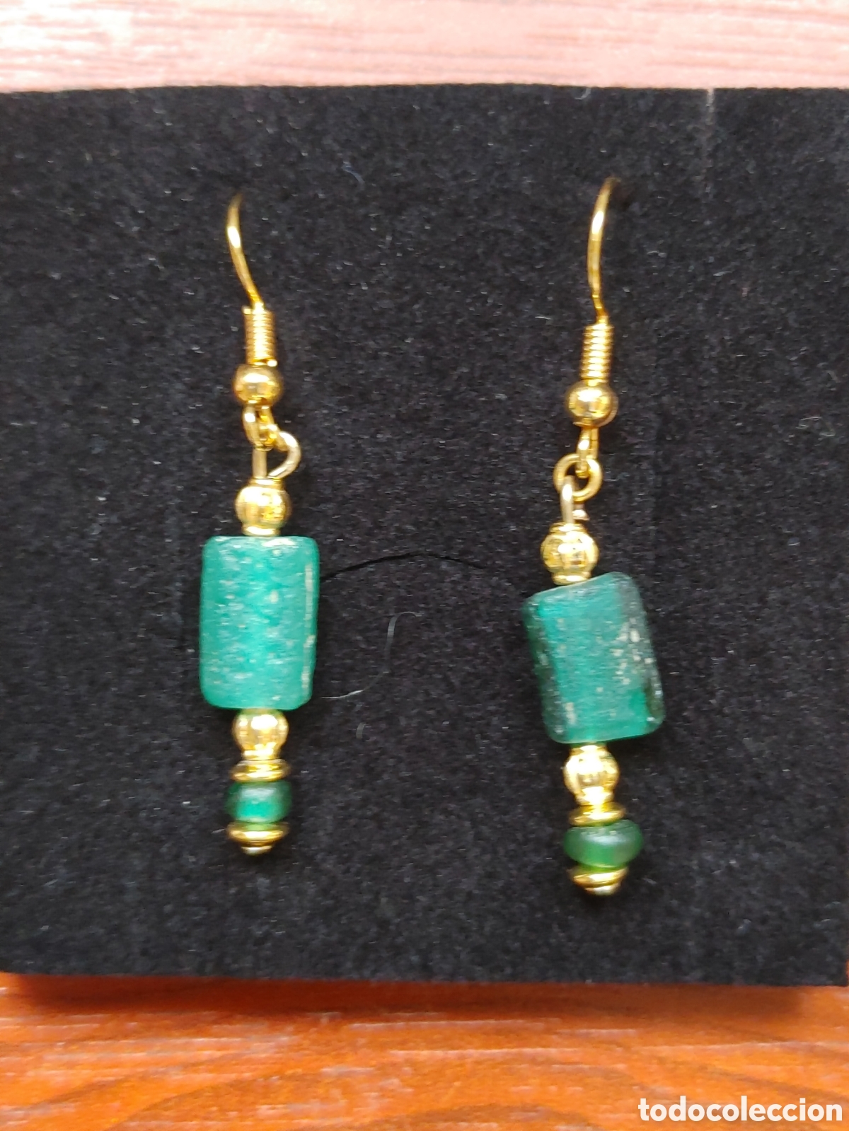 Joyeria: Pendientes con cuentas de vidrio romanas. - Foto 4