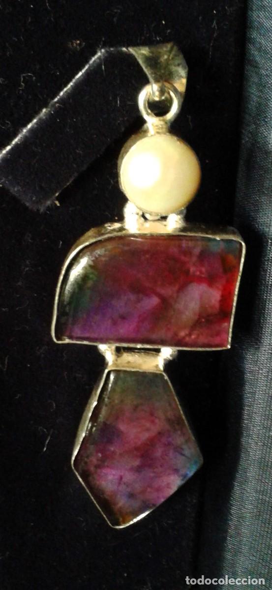 Joyeria: COLGANTE CON LABRADORITA TORNASOL Y SIMIL PERLA - Foto 2