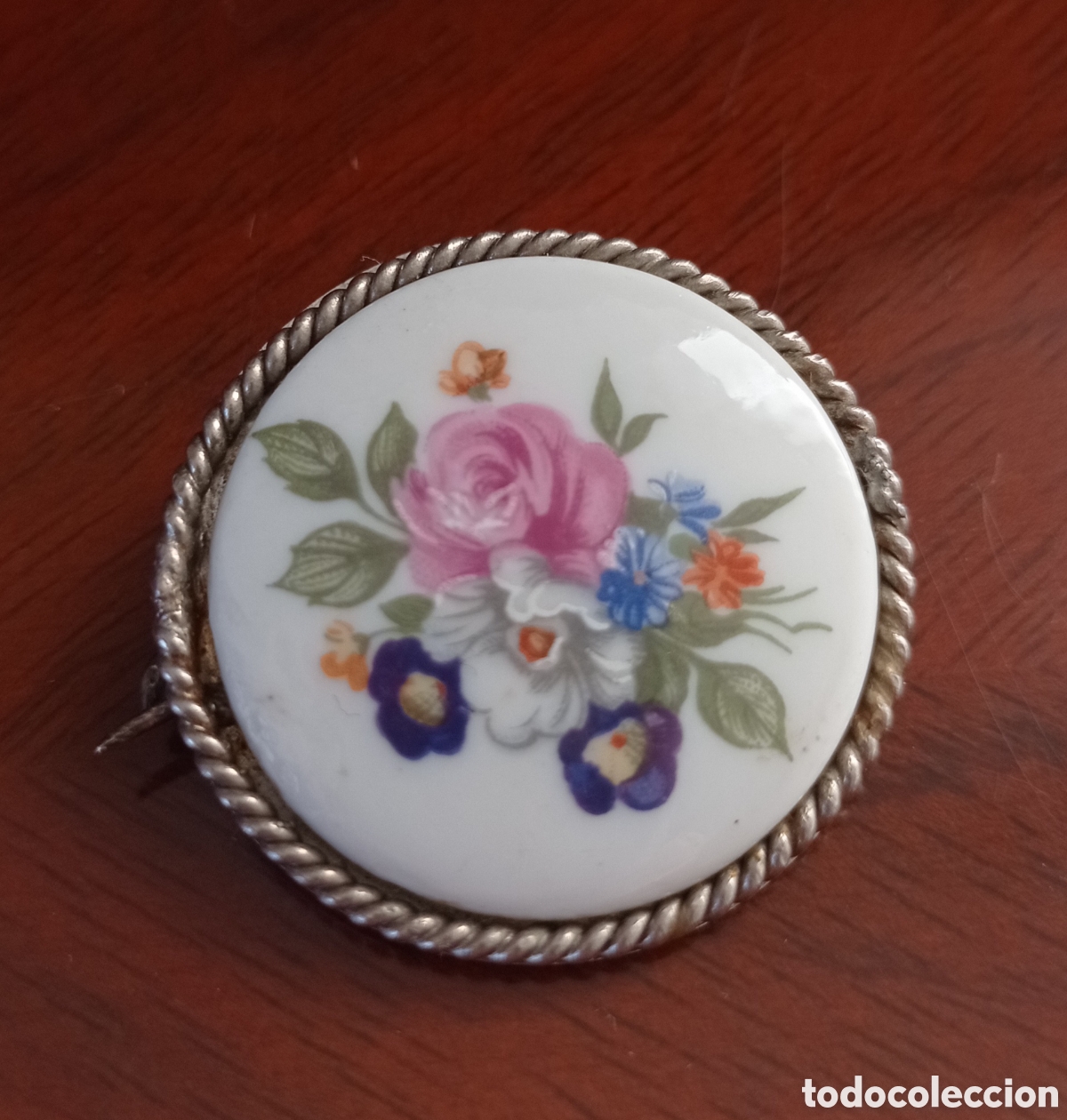 Joyeria: ⚜️ANTIGUO BROCHE DE PORCELANA PINTADA - Foto 1