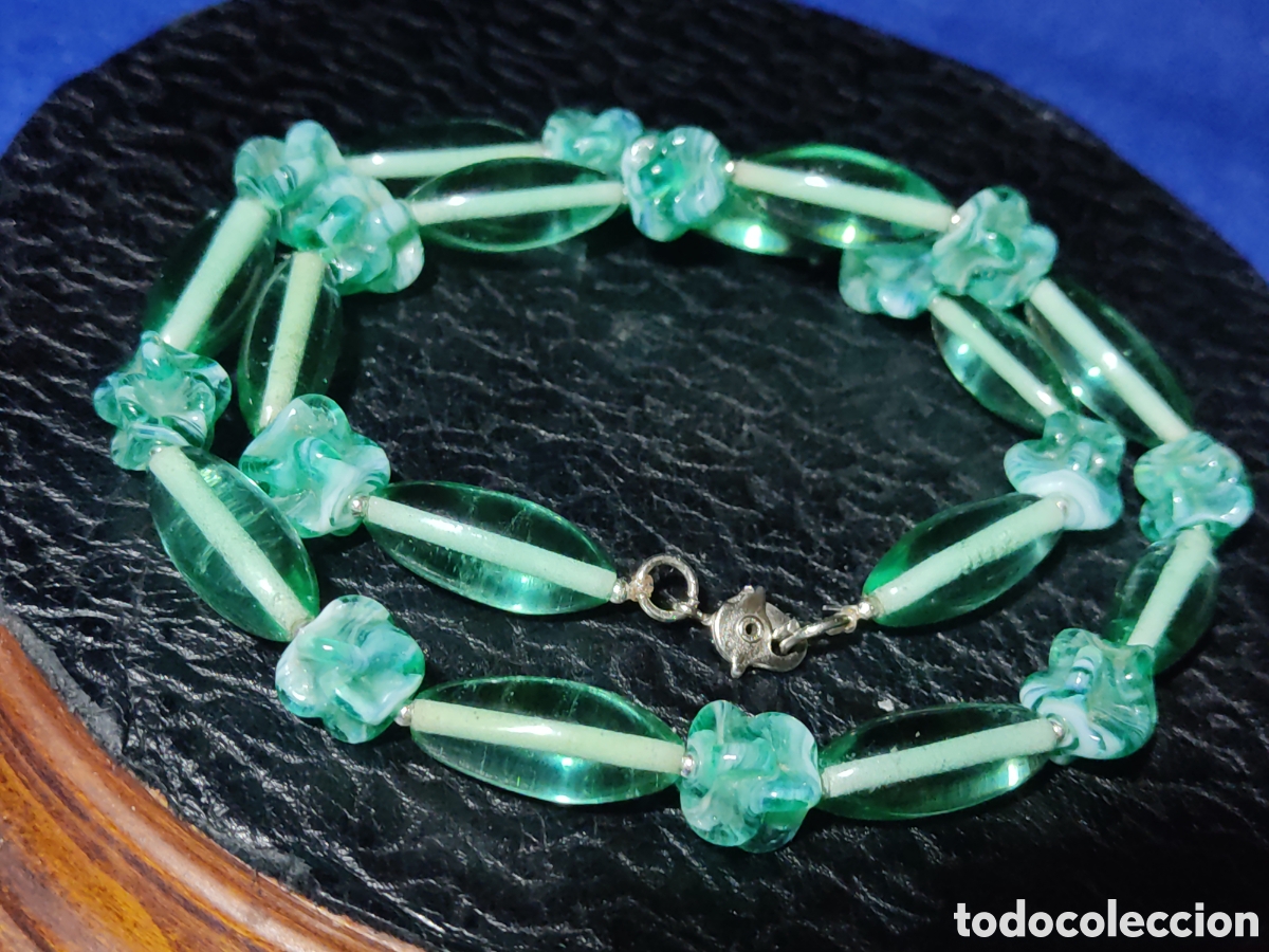 Joyeria: Collar de cristal de Murano verde claro.vintage. - Foto 3