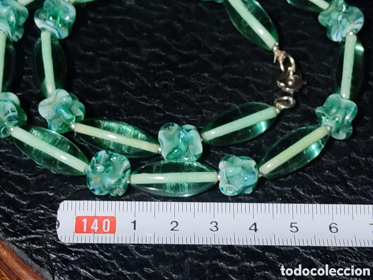 Joyeria: Collar de cristal de Murano verde claro.vintage. - Foto 4