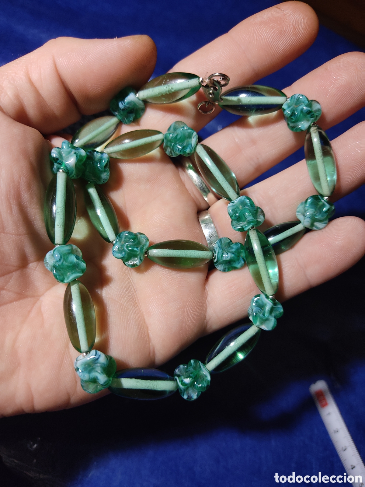 Joyeria: Collar de cristal de Murano verde claro.vintage. - Foto 5