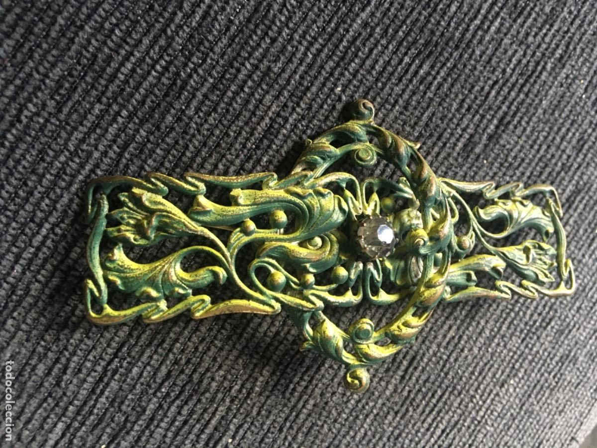 Joyeria: Broche modernista xix bronce dorado - Foto 1