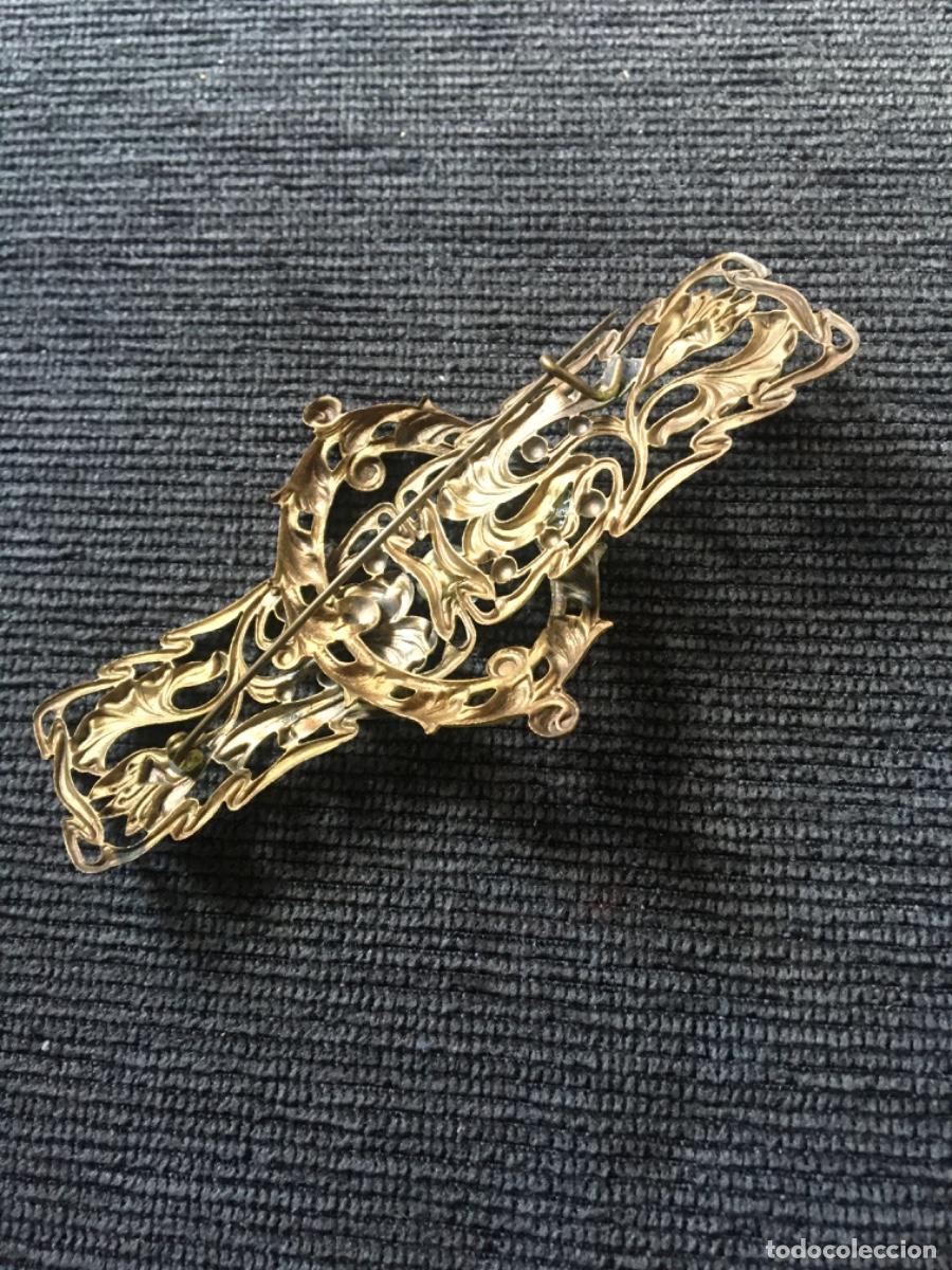 Joyeria: Broche modernista xix bronce dorado - Foto 2