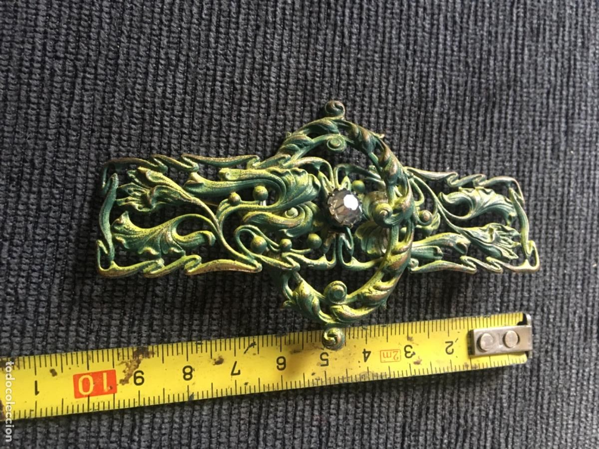Joyeria: Broche modernista xix bronce dorado - Foto 3