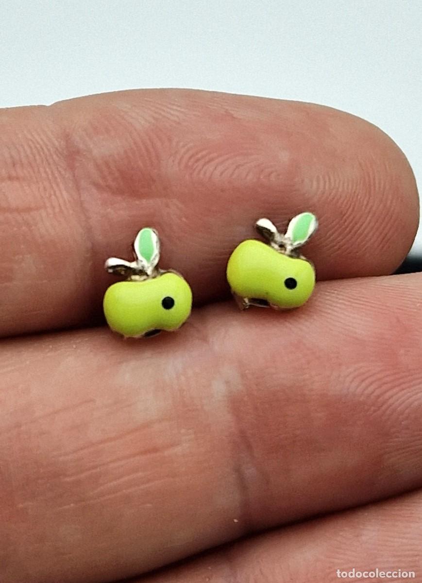 Joaillerie: Pendientes vintage de plata 925 para mujer en forma de manzana