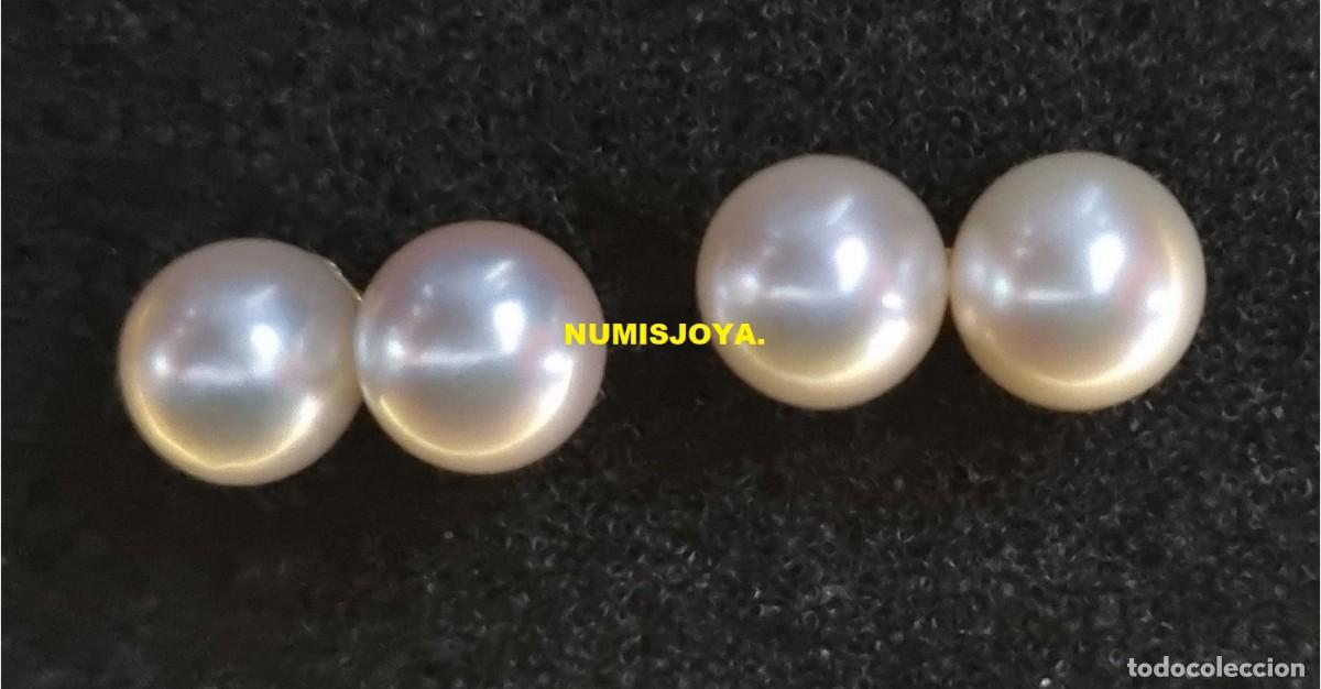 Joaillerie: PENDIENTES ORO AMARILLO 18 quilates 4 BELLAS PERLAS CULTIVADAS ESCOGIDAS PERFECTAS de 7 mm.