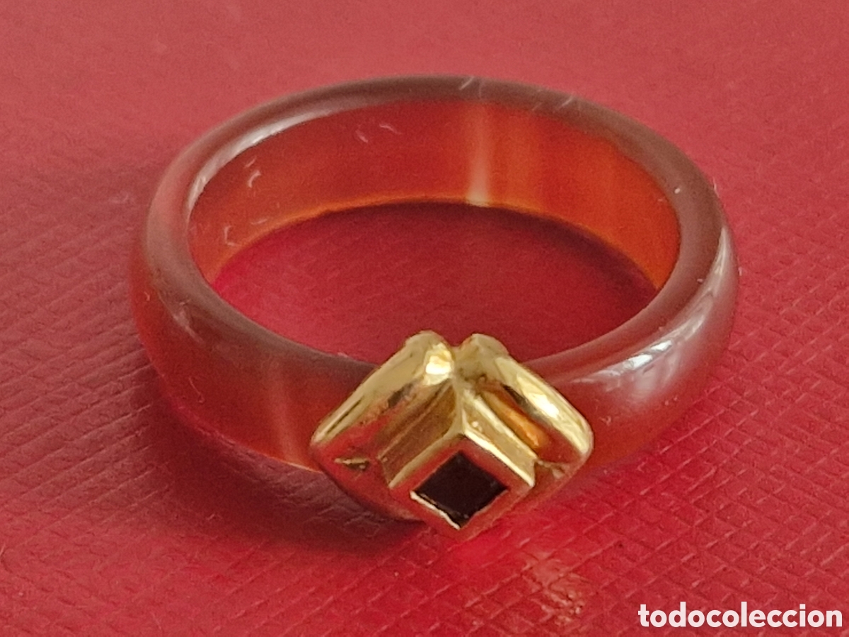 Joyeria: ANILLO DE ORO 18 K CON AGATA Y ZAFIRO - Foto 3