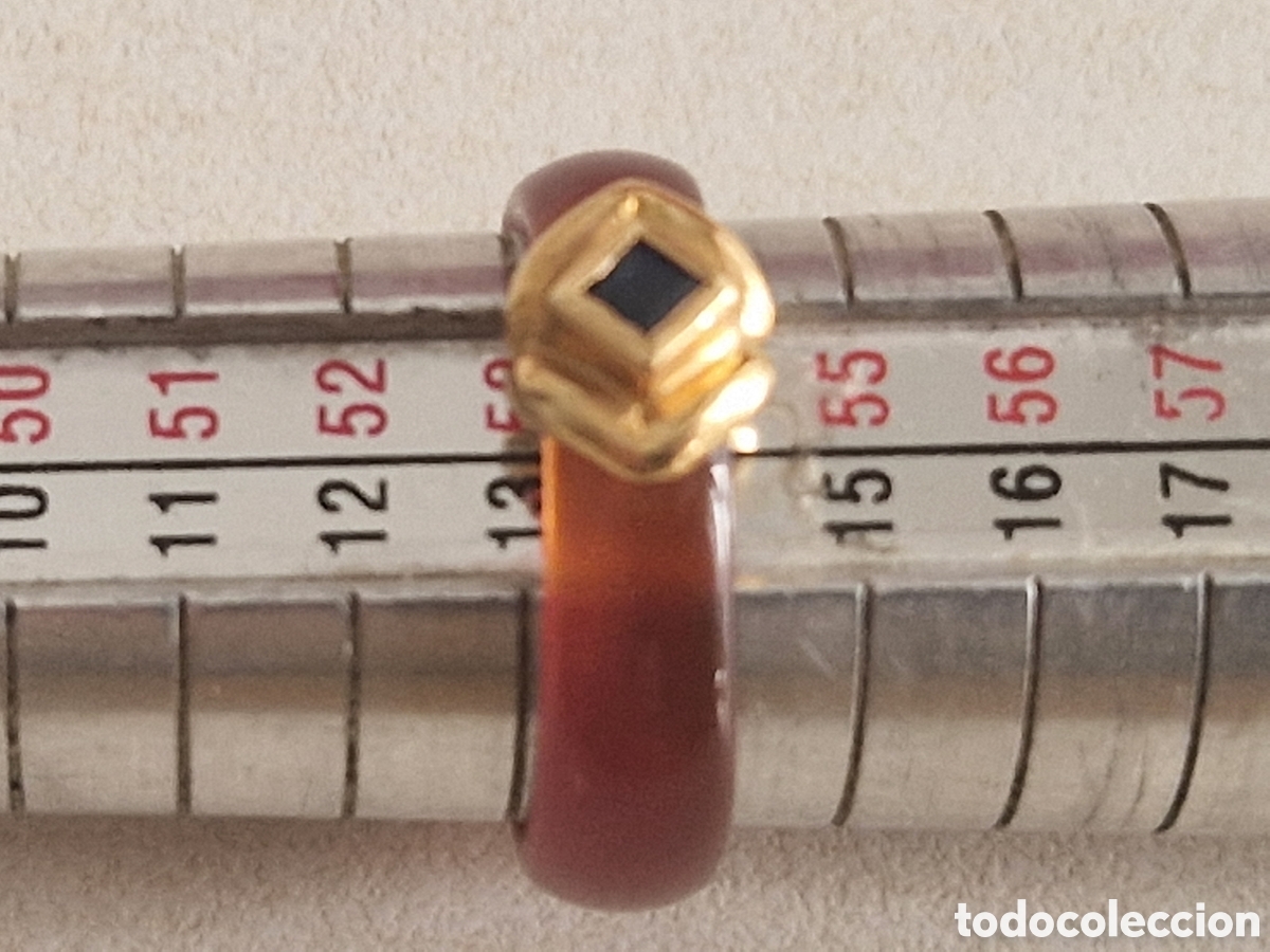 Joyeria: ANILLO DE ORO 18 K CON AGATA Y ZAFIRO - Foto 4