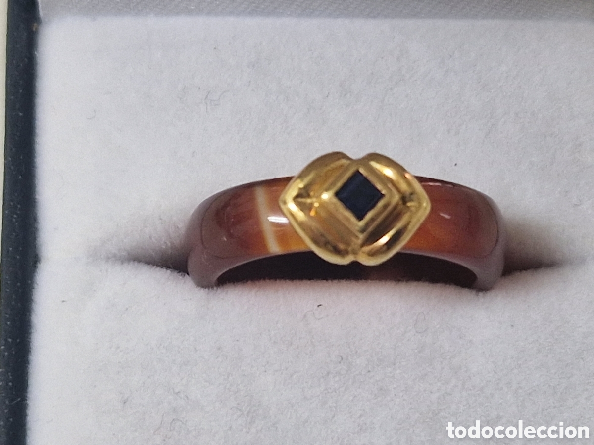 Joyeria: ANILLO DE ORO 18 K CON AGATA Y ZAFIRO - Foto 6