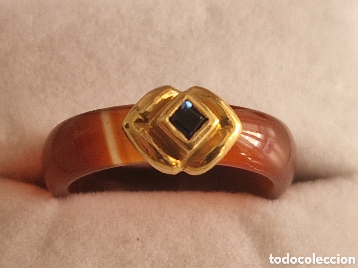Joyeria: ANILLO DE ORO 18 K CON AGATA Y ZAFIRO - Foto 7