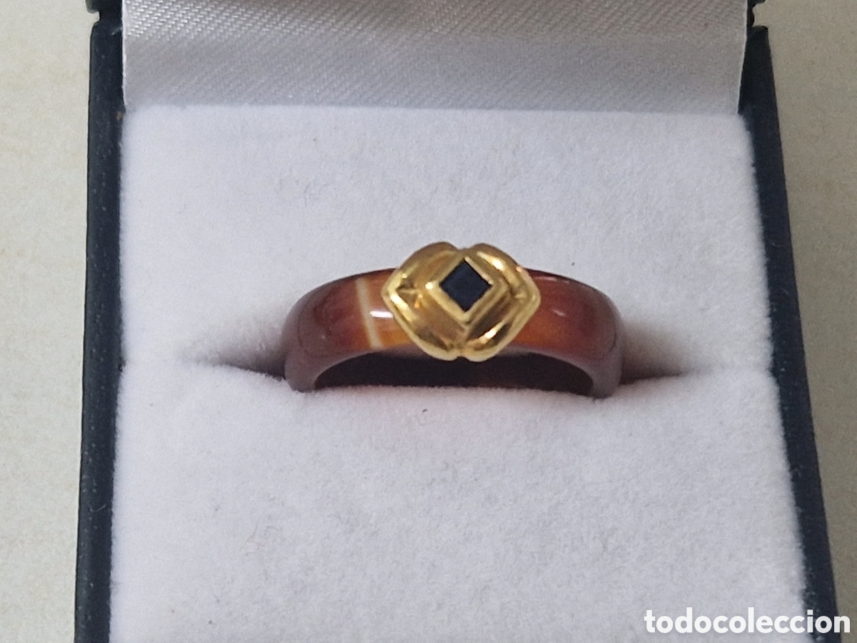 Joyeria: ANILLO DE ORO 18 K CON AGATA Y ZAFIRO - Foto 8