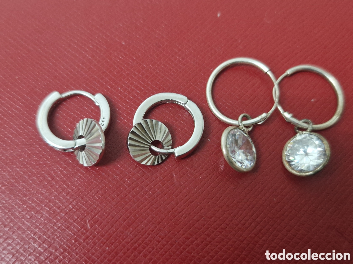 Joyeria: 2 PARES DE PENDIENTES PLATA NUEVOS - Foto 3