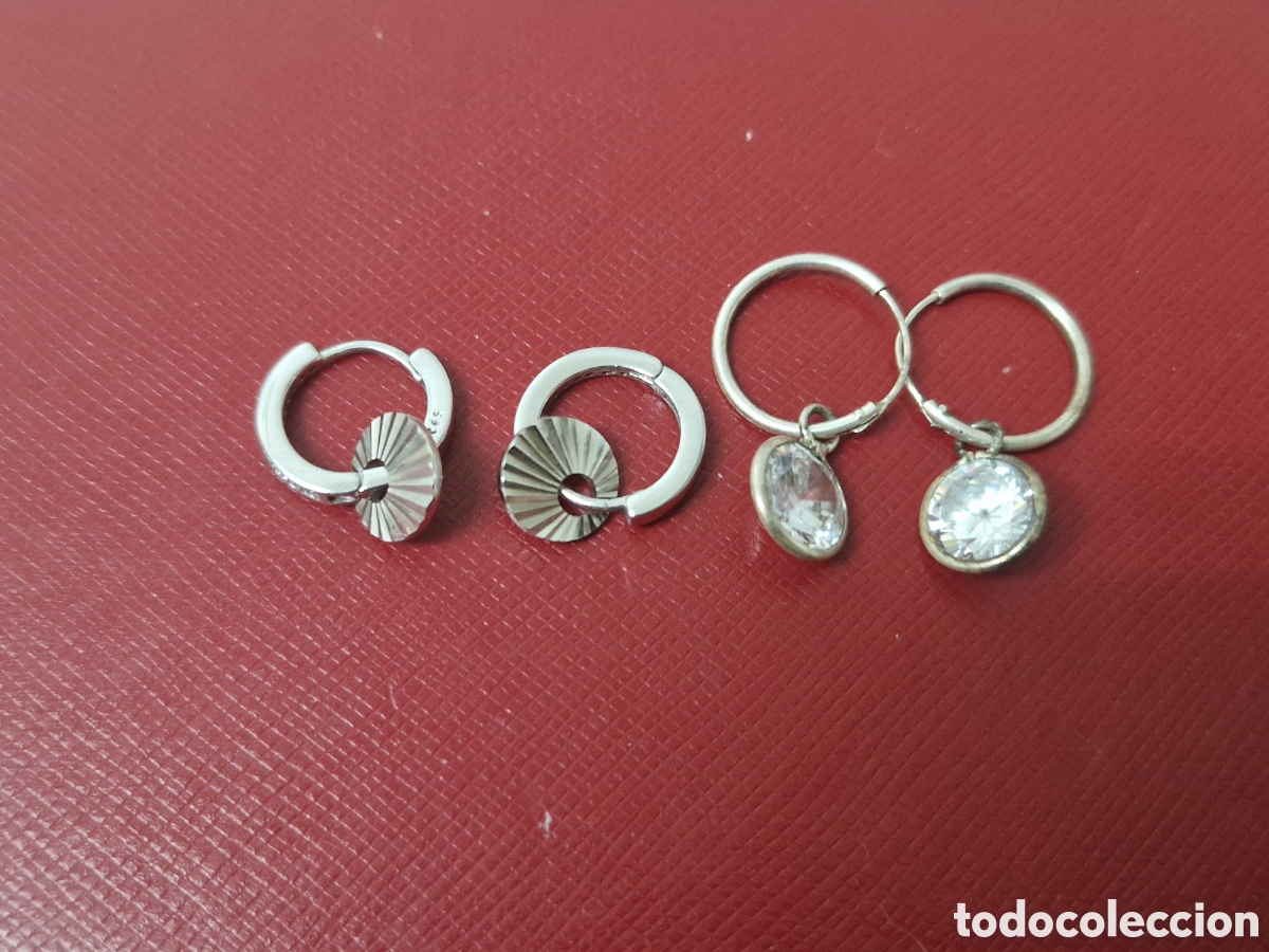 Joyeria: 2 PARES DE PENDIENTES PLATA NUEVOS - Foto 4