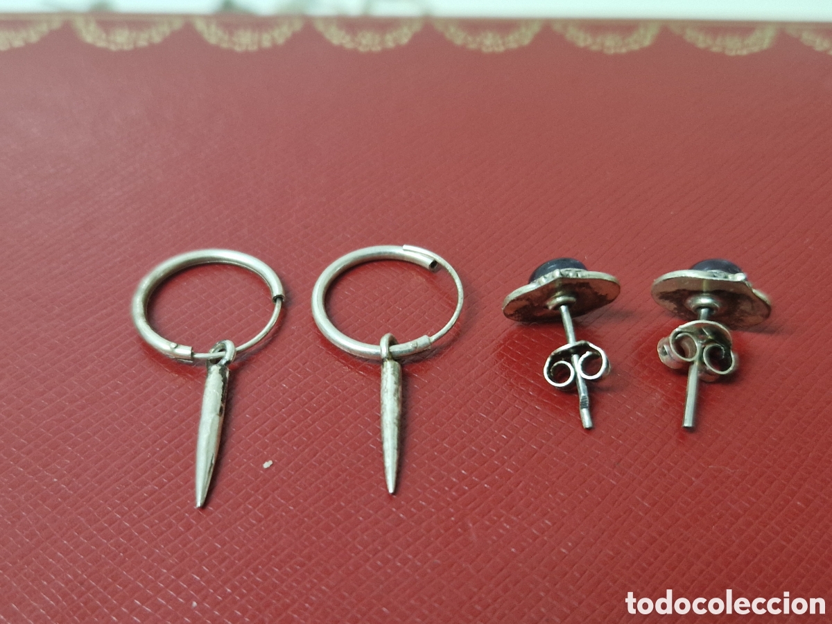 Joyeria: 2 PARES DE PENDIENTES DE PLATA NUEVOS - Foto 3