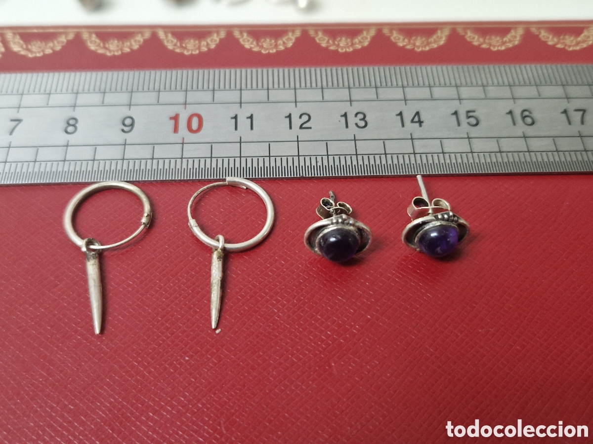 Joyeria: 2 PARES DE PENDIENTES DE PLATA NUEVOS - Foto 4