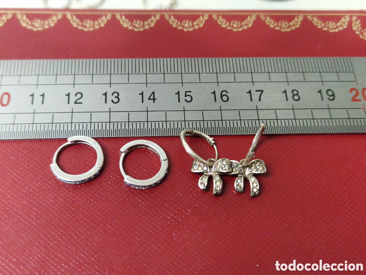 Joyeria: 2 PARES DE PENDIENTES DE PLATA - Foto 2