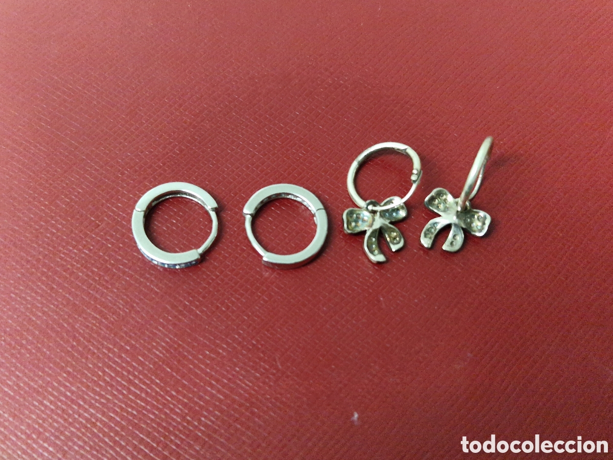 Joyeria: 2 PARES DE PENDIENTES DE PLATA - Foto 3