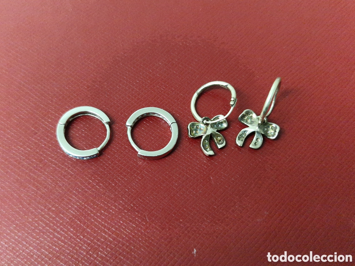 Joyeria: 2 PARES DE PENDIENTES DE PLATA - Foto 4