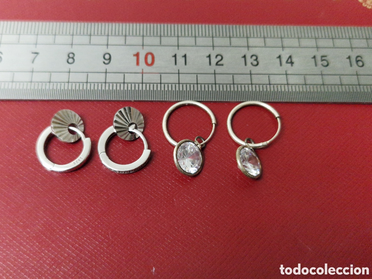 Joyeria: 2 PARES DE PENDIENTES DE PLATA NUEVOS - Foto 3