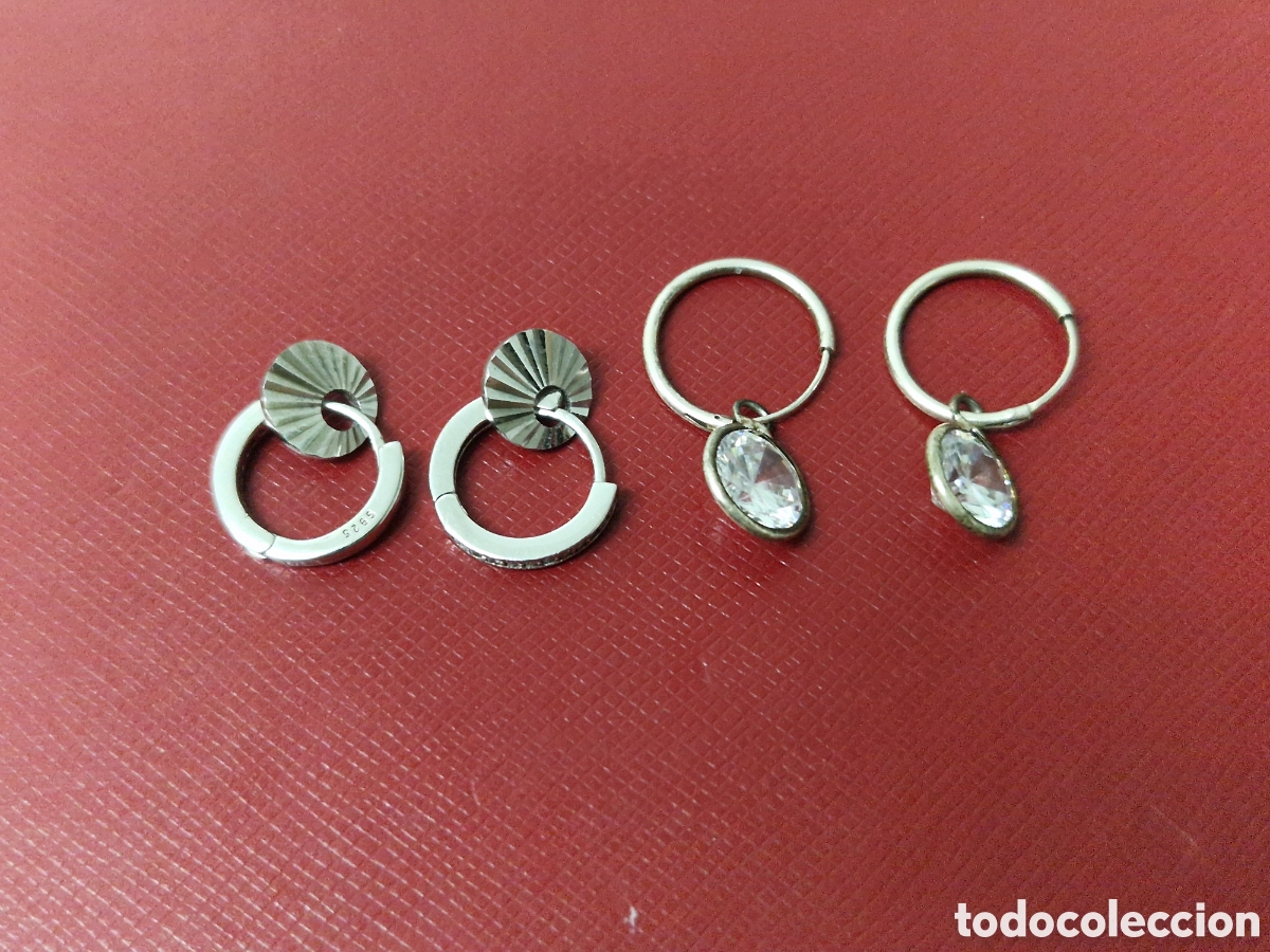 Joyeria: 2 PARES DE PENDIENTES DE PLATA NUEVOS - Foto 4