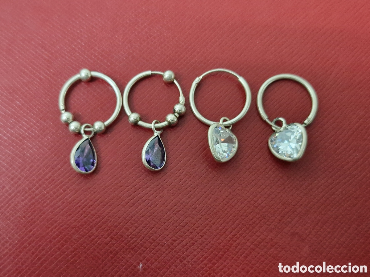 Joyeria: 2 PARES DE PENDIENTES EN PLATA NUEVOS - Foto 4