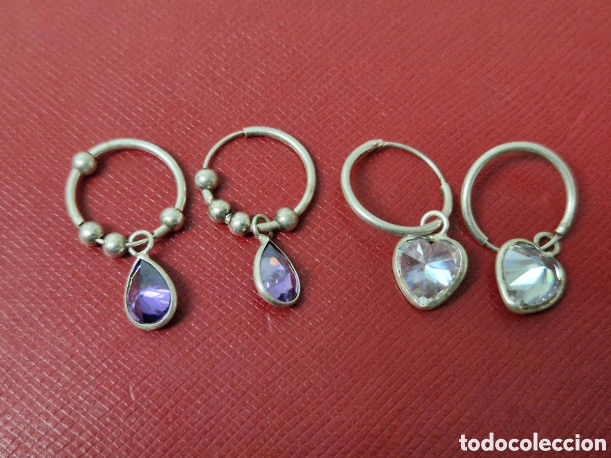 Joyeria: 2 PARES DE PENDIENTES EN PLATA NUEVOS - Foto 1