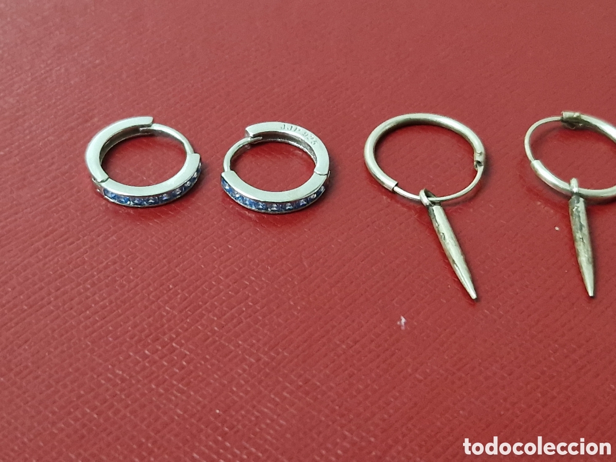 Joyeria: 2 PARES DE PENDIENTES DE PLATA NUEVOS - Foto 2