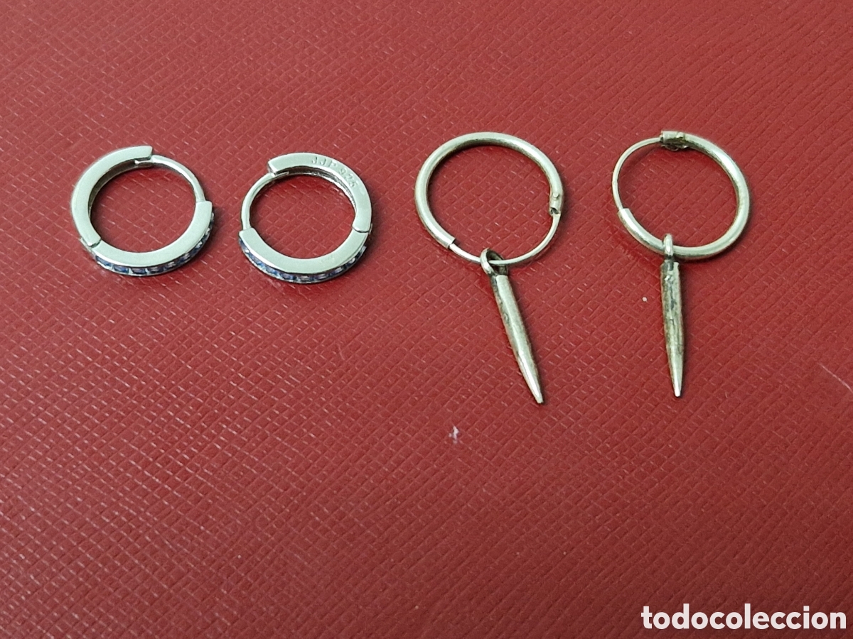 Joyeria: 2 PARES DE PENDIENTES DE PLATA NUEVOS - Foto 4