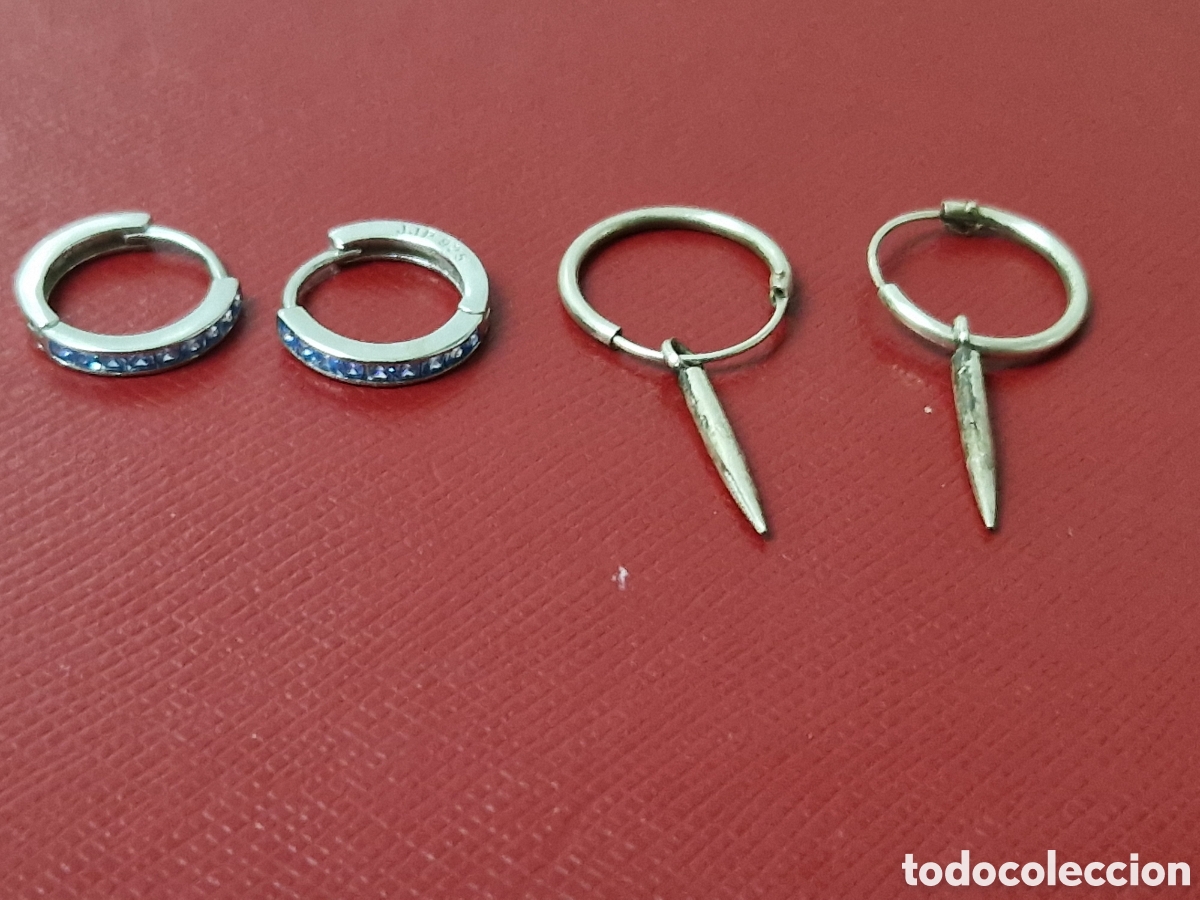 Joyeria: 2 PARES DE PENDIENTES DE PLATA NUEVOS - Foto 1